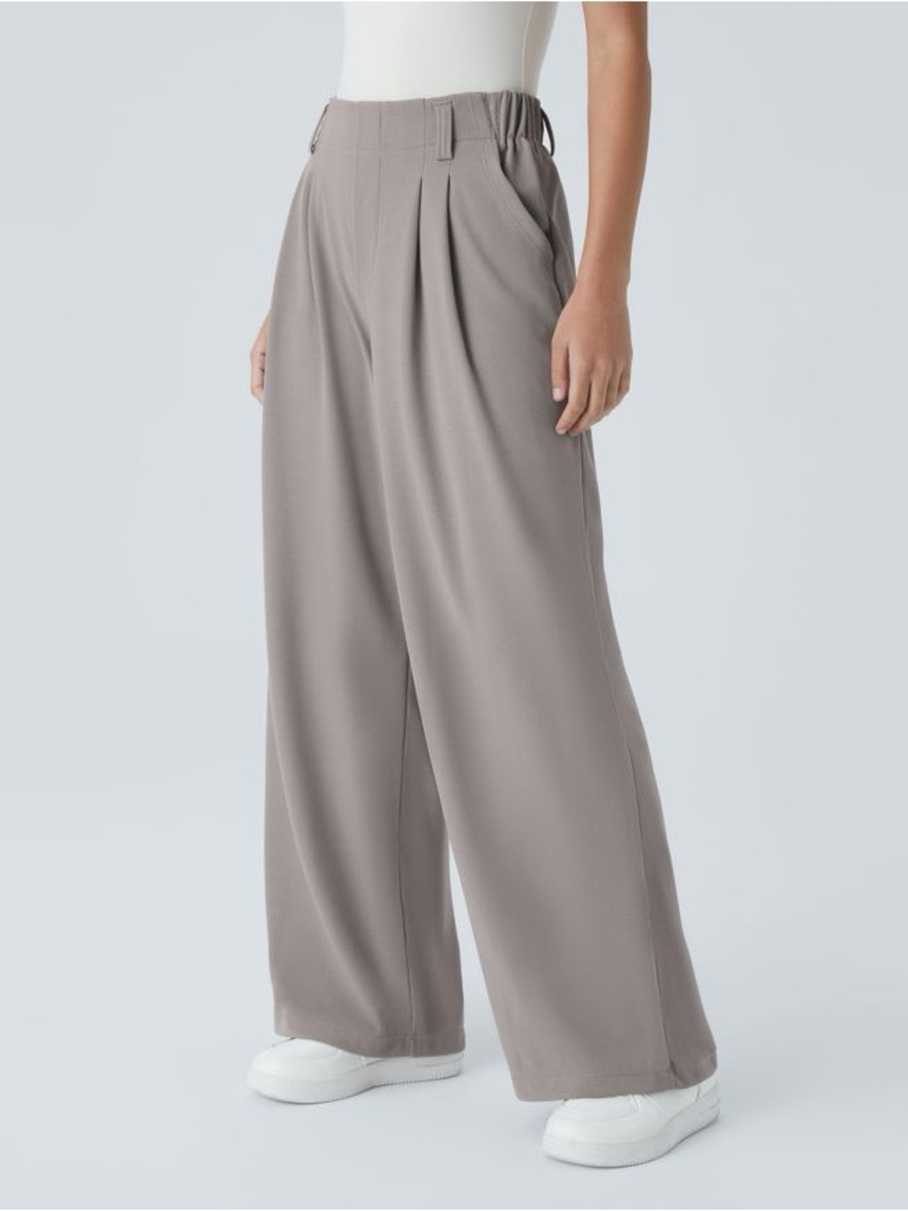 HALARA Taupe Wide-Leg High-Waist Pants